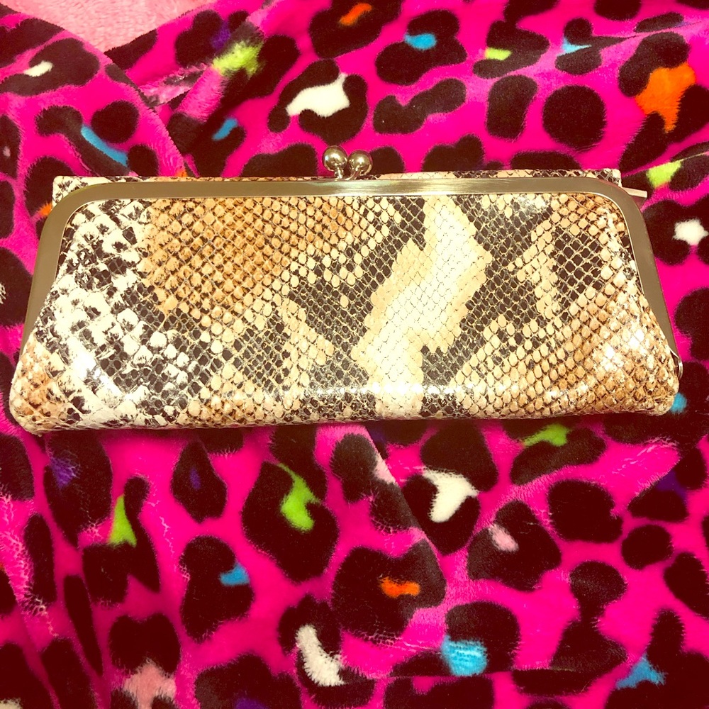 Never used, large trifold snakeskin HOBO wallet
